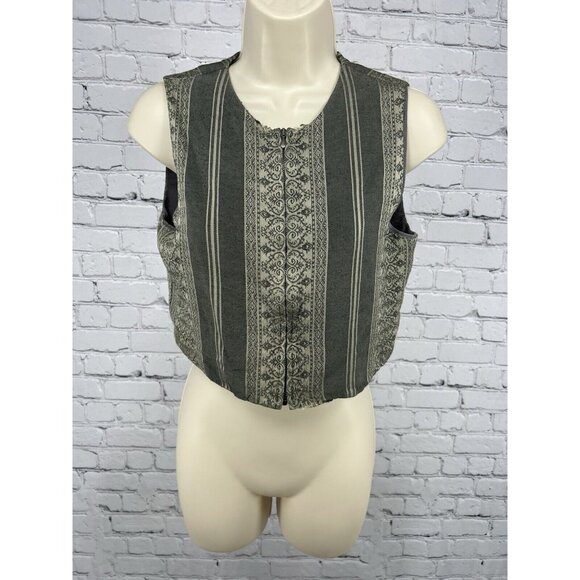 VTG Emanuel Ungaro Petite Gray Cropped Front Full Zip Closure Women’s Vest 6P - Picture 1 of 11